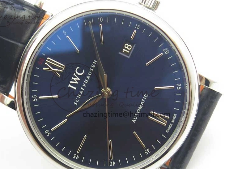 MIROTIME 0402 Refined Portofino Automatic SS MKF 1:1 Best Edition Blue Dial On Blue Leather Strap MIYOTA 9015 V 7201